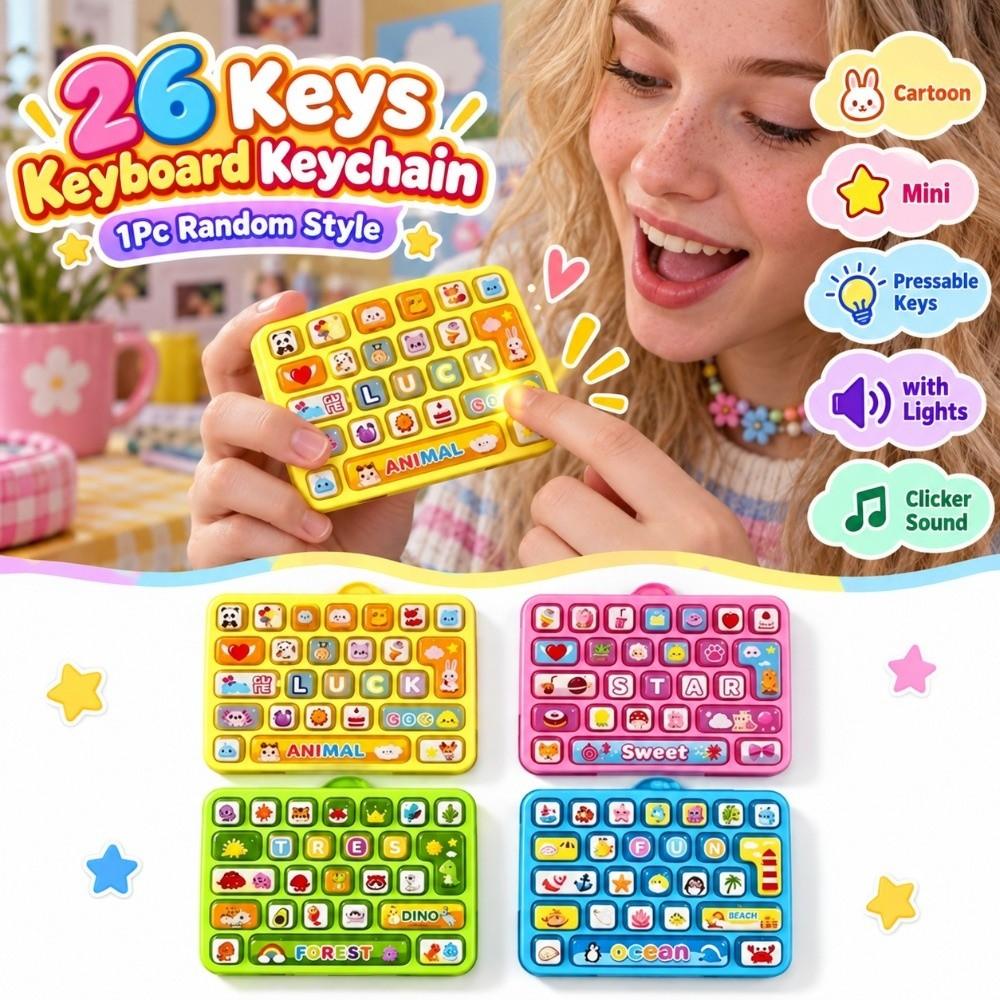 Animals 26 Keys Keyboard Keychain Mini Keyboard Clicker Keychain Travel Use