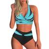 Sexy Women's Bikini Set High Waisted V Neck Two-Piece Swimsuit Beach Vacation Swimwear Printing Bathing Suits