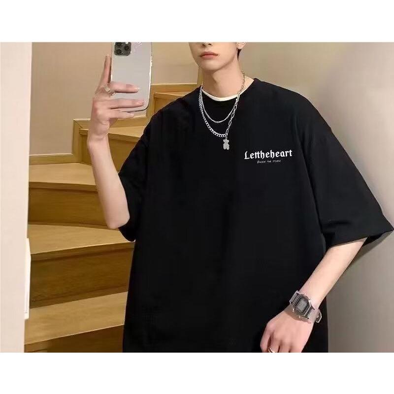 Short-sleeved T-shirt for Men, Summer New Korean Version, Trendy Brand T-shirt, Loose and Versatile, Round Neck, Half-sleeved, Simple Men's Top