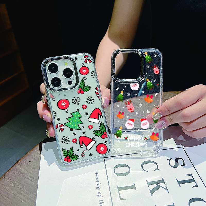 Χαριτωμένη Θήκη Τηλεφώνου Άγιος Βασίλης Καλά Χριστούγεννα Για iPhone 16 Pro Max 15 Pro 14 13 12 11 Χιονάνθρωπος Με Σχέδιο Ελαφιού Μαλακή Λεπτή Αντικραδασμική Προστασία Φακού Διάφανη Κάλυψη