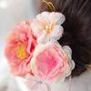 VIYIEN Handmade Artificial Flower Hair Ornament for and Perfect for and Features Mizuhiki Tassel and Faux Pink Coming-of-Age Ceremonies, Graduations,