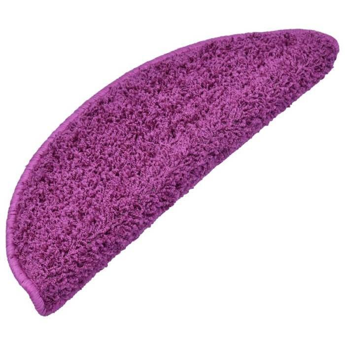 VidaXL Tapis d'escalier 15 pièces 65 x 21 x 4 cm Violet Demi-rond Grand 133905