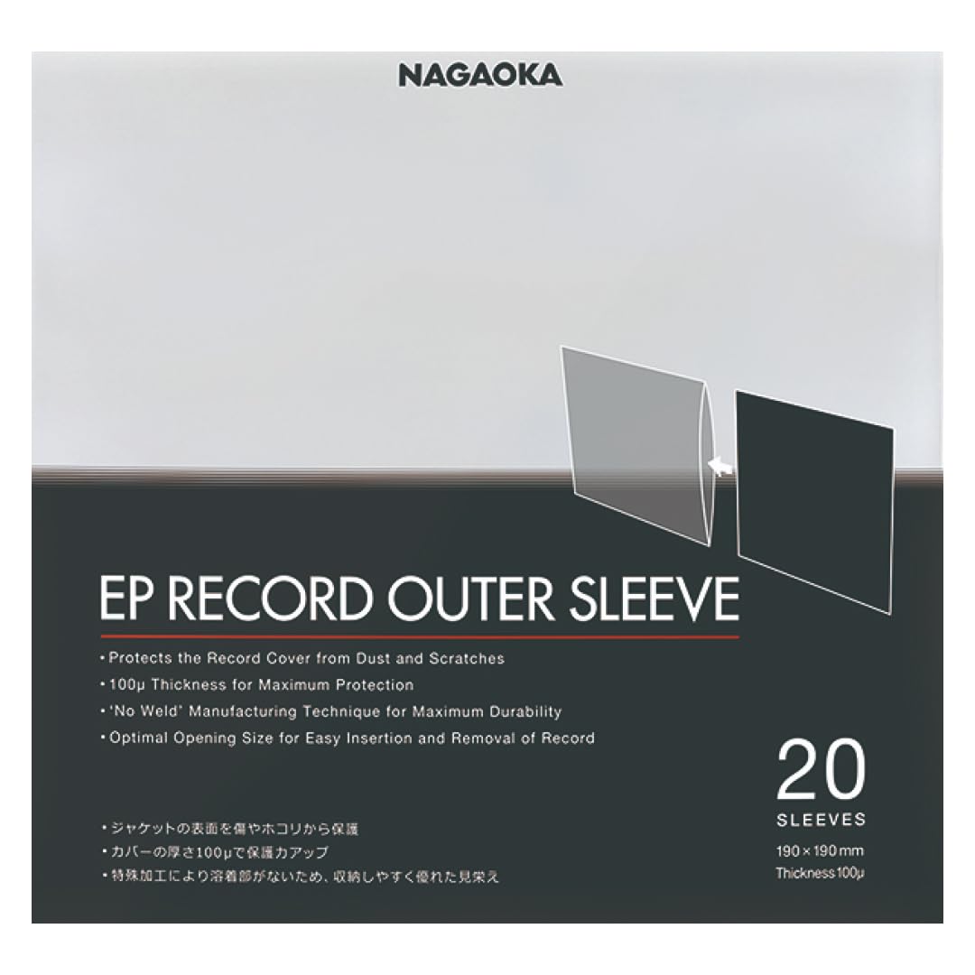 

NAGAOKA Обложки для конвертов EP пластинок 20 штук Ширина 190 мм x Высота 190 мм JC20EP