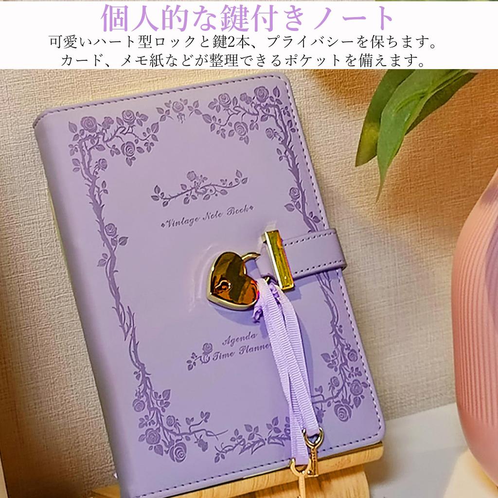 Lockable B6 Size Cute PU Leather Diary with Student Stylish School Gift for Elementary School Girls Notebook, Diary, Lock, Refillable, Diary,