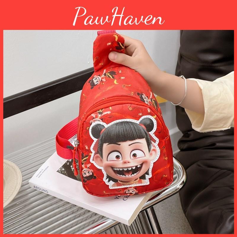 Zha Ne Cartoon Printed Shoulder Chest Bags Anime Peripheral Children Wallet