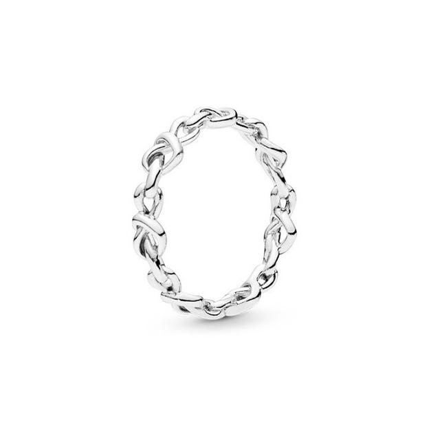 Lr 925 Silver Genuine Women 'S Ring Charm Fashion Love Logo Pendant Zircon Irregular Cable Chain Party Banquet Gift Making