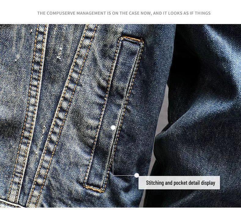 Men's Korean Style Embroidered Denim Jacket - Trendy, Loose, Casual for Spring and Autumn.