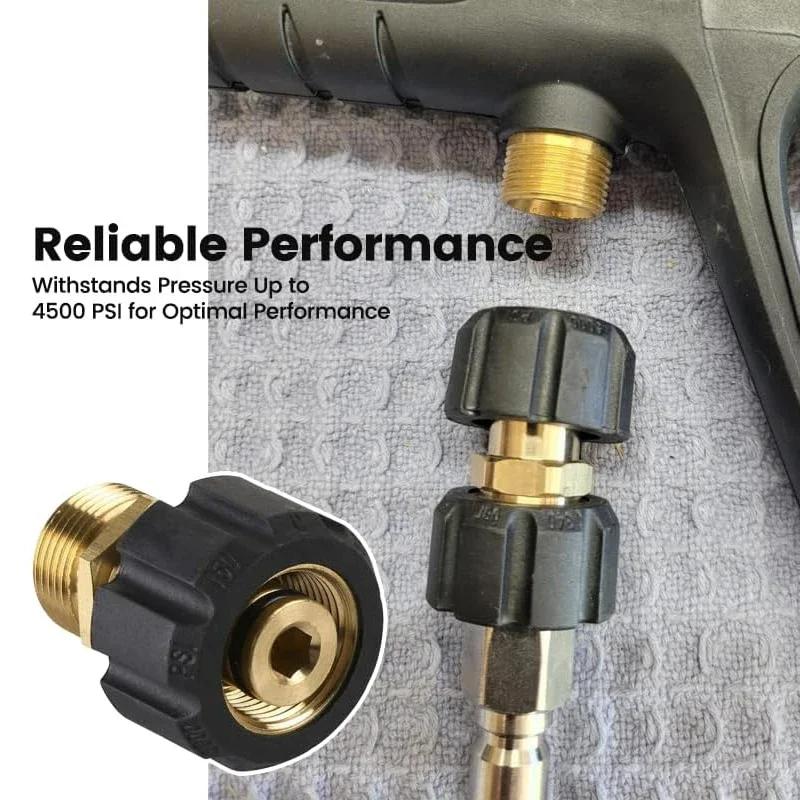 Efficient Brass Pressure Washer Hose Coupling - M22 Male14mm To Female15mm Screw Nipple 4500PSI