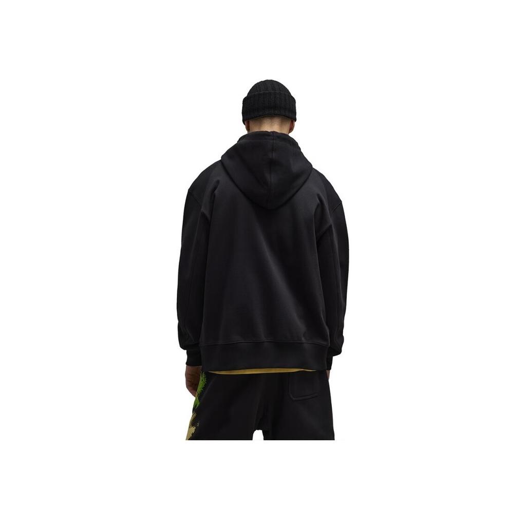 Y-3 Color Block Brush Graffiti Print Casual Loose Double Zipper Hoodie Jacket Men Jackets Black IP5580