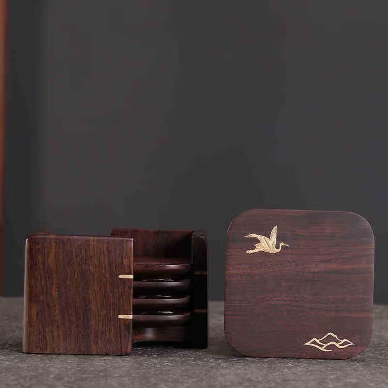 Handun Cloud Crane Bamboo Tea Coaster Set