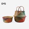 Dayuansheng Folding Straw Wicker Storage Basket Handle Garden Flower Pot Planter Laundry Bag