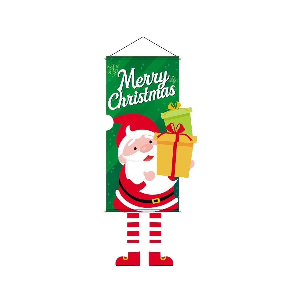 Cartoon 110cm Christmas Hanger Flag Snowman EIK Hanging Flag Navidad Santa Claus Christmas Backdrop Party Decor