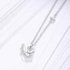 925 Silver Thousand Paper Crane Necklace Women's Cute Pink Zirconia Lock Chain Fashionable Creative Star Necklaces Girl Gift