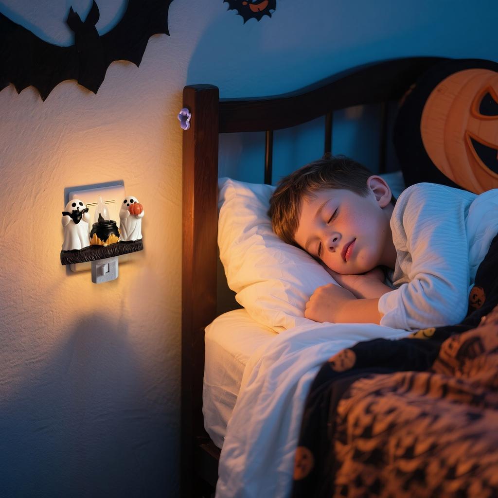  Flickering Nightlight, LED Faux Fire  Lamp,Halloween  Bedroom Night Light Indoor Decorations Gifts For Family, Friends, Kids