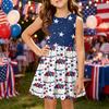 Girls' Summer Princess Dress - A-Line Vest Splice Dress Independence Day