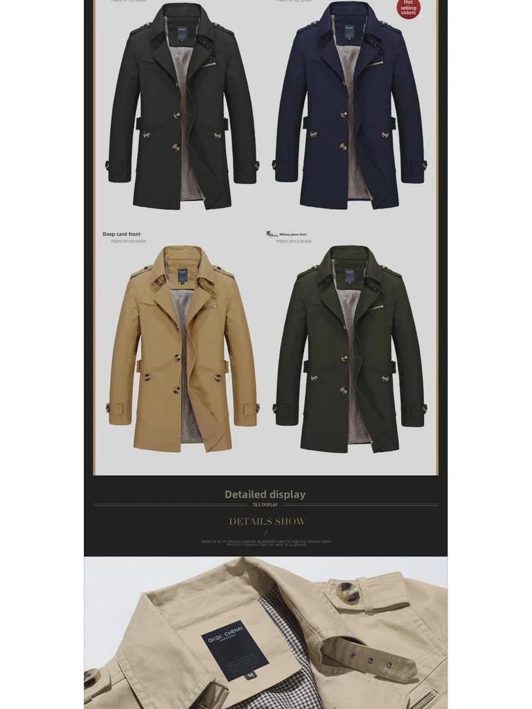 Herren Trendige Frühling Mid-Length Baumwolljacke - Leichter Casual Windbreaker