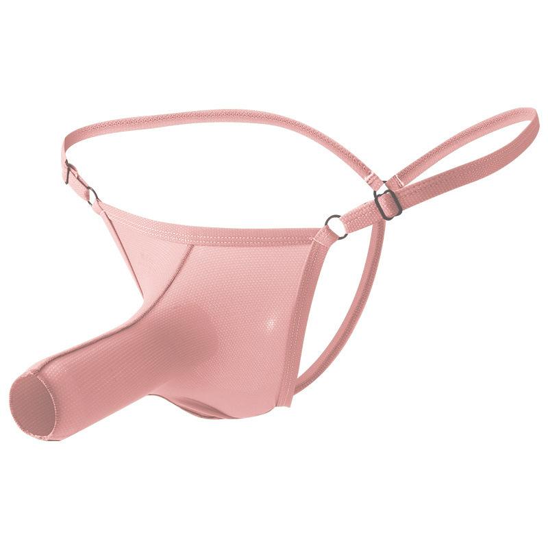 Ice Silk T-Back G-String Men Sexy Open Penis Sheath Underwear Ultra Thin See Through Panties Soft Thongs Sheer Erotic Lingerie