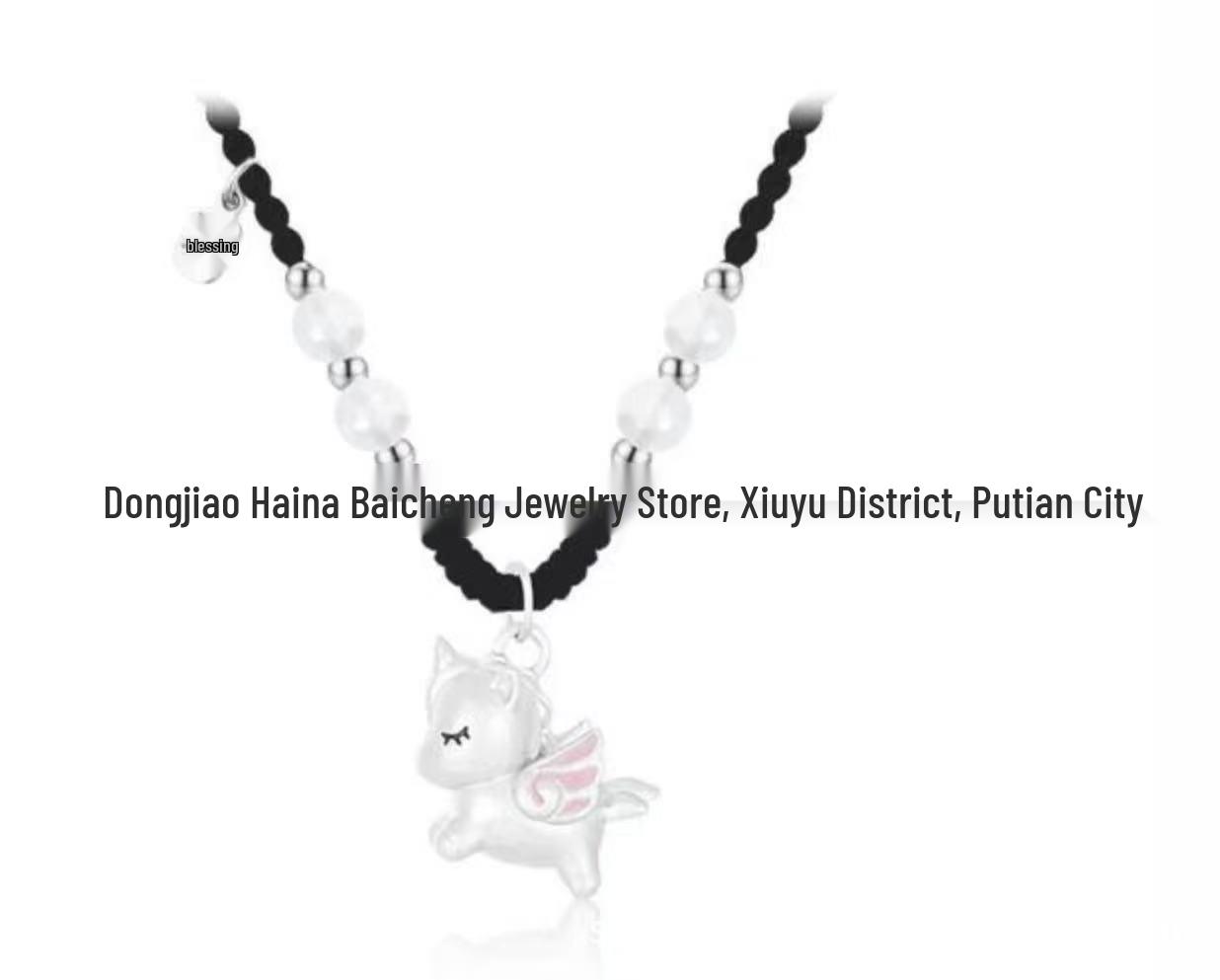 Sterling Silver S999 Unicorn Zodiac Necklace - Year of the Horse