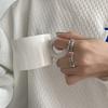 Schicker unregelmäßiger Smiley-Gesicht verstellbarer Ring für Damen in zeitgenössischer koreanischer Ästhetik mit 925er Silber