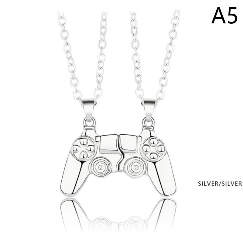 Colier cu cuplu de controlere de joc magnetice, culoare aurie/argintie, pandantiv consolă de jocuri Ps4, bijuterie cadou pentru Ziua Îndrăgostiților