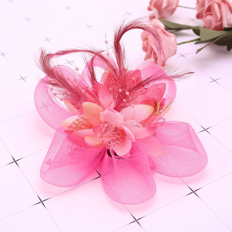 Women's Fashion Flower Feather Bead Corsage Hair Clip Bridal Hairband Brooch Pin Brida Barrettes Hair Accessories Jewelry