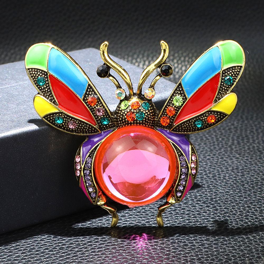 Blucome Rhinestone Bee Brooches For Women Large Enamel Vintage Fashion Insect Pin 4 Colors Available High Quality