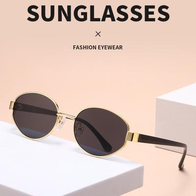 Retro Oval Sunglasses Vintage Metal Frame Women'S Oval Sunglasses Classic Ladies Steampunk  Uv400 Eyewear