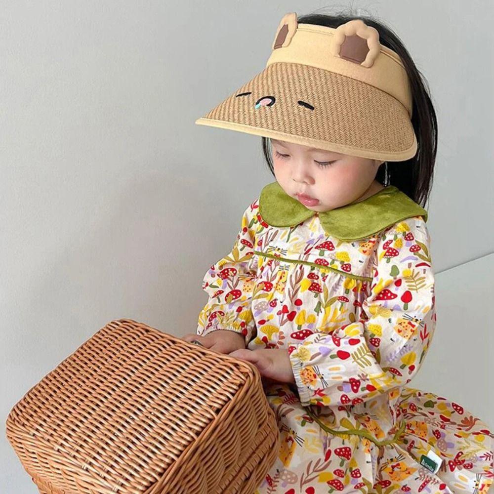 Sun Hat Cartoon Sunshade Hat Shading Hat Children's Visor Hat Soft Children Straw Sun Hat  Travel