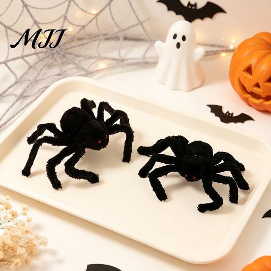 Window Door Hanging Web Halloween Giant Spider Decorations, Large Fake Furry Decorations for Outdoor, Indoor, Yard, Home, Haunted House Decor