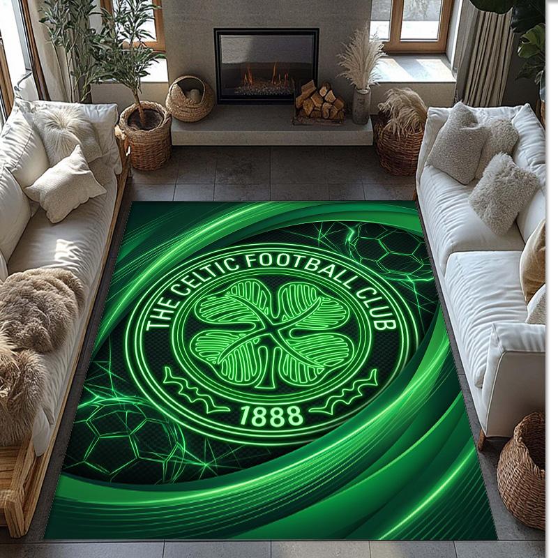 Tappeto Morbido Antiscivolo per Interni con Motivo Calcio Celtic FC, Tappetino Decorativo Sportivo per Camera da Letto