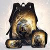 Football Cartoon Print Junior High School Backpack Three-Piece Children'S Schoolbag Primary School Backpack