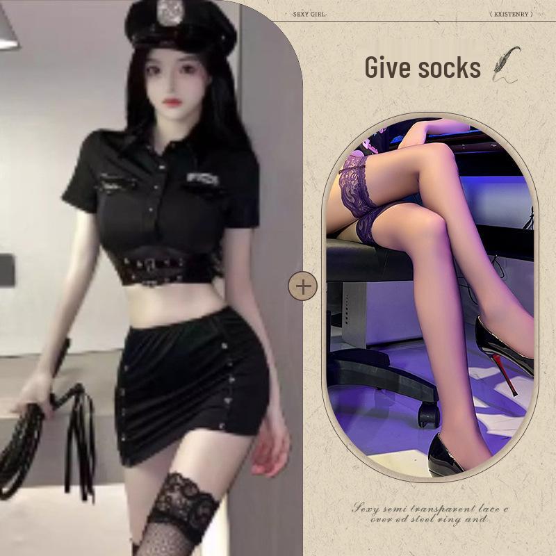 Provokativní policistka a sekretářka cosplay spodní prádlo s otevřeným rozkrokem