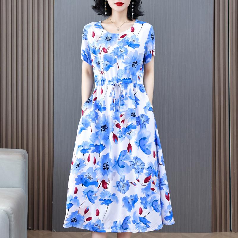 

Елегантні жіночі сукні Літній вінтажний одяг Повсякденний великий розмір з короткими рукавами Літні довгі сукні 5XL