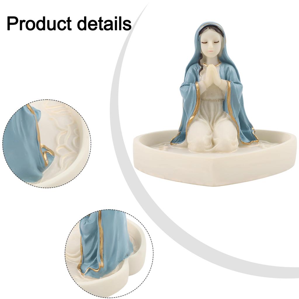 Virgin Mary Rosary Holder for Devotion and Religious Display Crafted in Resin to Maintain Durability and Aesthetic Appeal