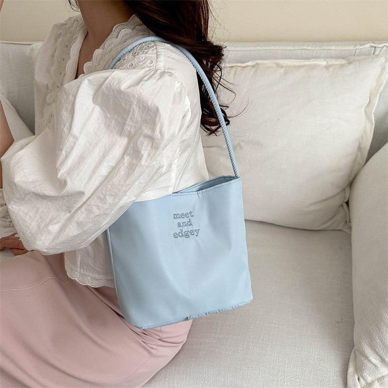 

Корейская минималистичная вышитая сумка-ведро 2025 года - Универсальная наплечная сумка для работы и поездок