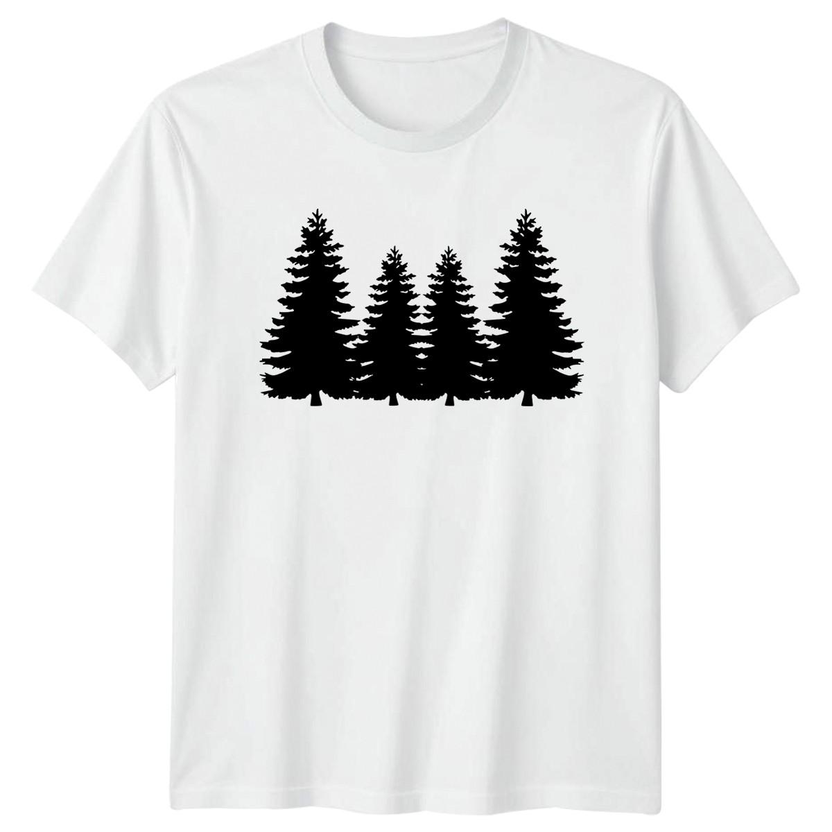 Forest Trees Silhouette Outdoor Nature T-Shirt Wilderness Outdoors S
