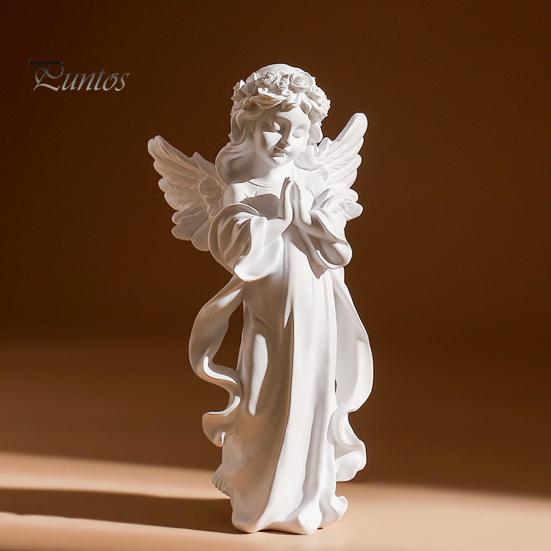 Gebetsengel Figur Zügel Schutzengel Statue Weiß Geflügelte Fee Mädchen Skulptur Home-Office Bücherregal Desktop Dekoration Ornament