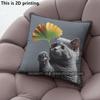 Cute Ginkgo Cat Print Square Pillow Covers Pattern Cushion Cover Suitable For Sofa Bedroom Car Pillow Cover
