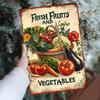Plaque Métallique Vintage Décoration Murale Cuisine de Ferme Rustique Plaque Imperméable Fruits Légumes Pour la Maison
