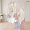 Women Plus Size Round Neck Long Sleeve Printed High Low Top Wide Leg Pants Two Piece Set