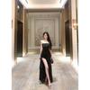 Holiday Dance Neck Dress Women's Hepburn High-end Small Gift Dress Slim and Thin Sexy Dress