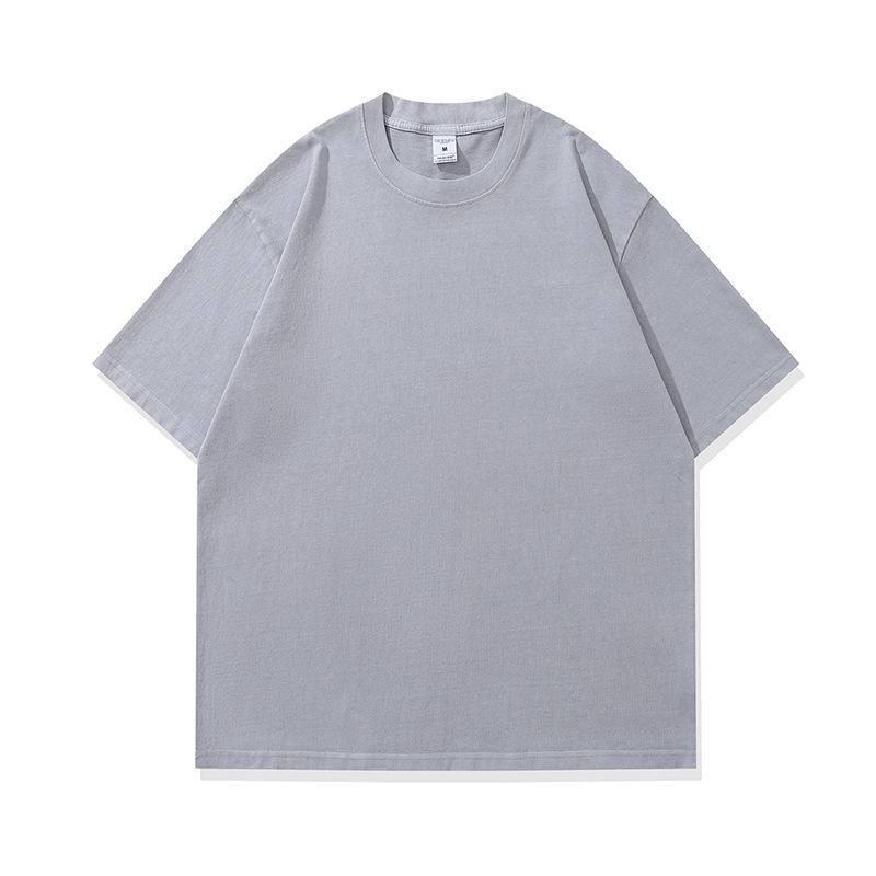 Men'S Trendy Brand 220G Washed American High Street Retro Loose Shoulder Cotton Short-Sleeved T-Shirt Printing Custom