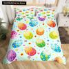 Watercolor Easter Eggs King Queen Bedding Set Happy Easter Themed Duvet Cover Toddlers Rainbow Easter Egg Polyester Quilt Cover