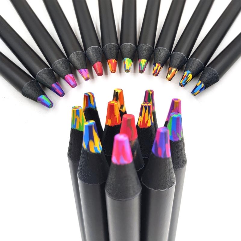 12Pieces Rainbow Pencils Artist Colouring Pencils Multicoloured Pencil For Student Kid Drawing Sketching Craft Project