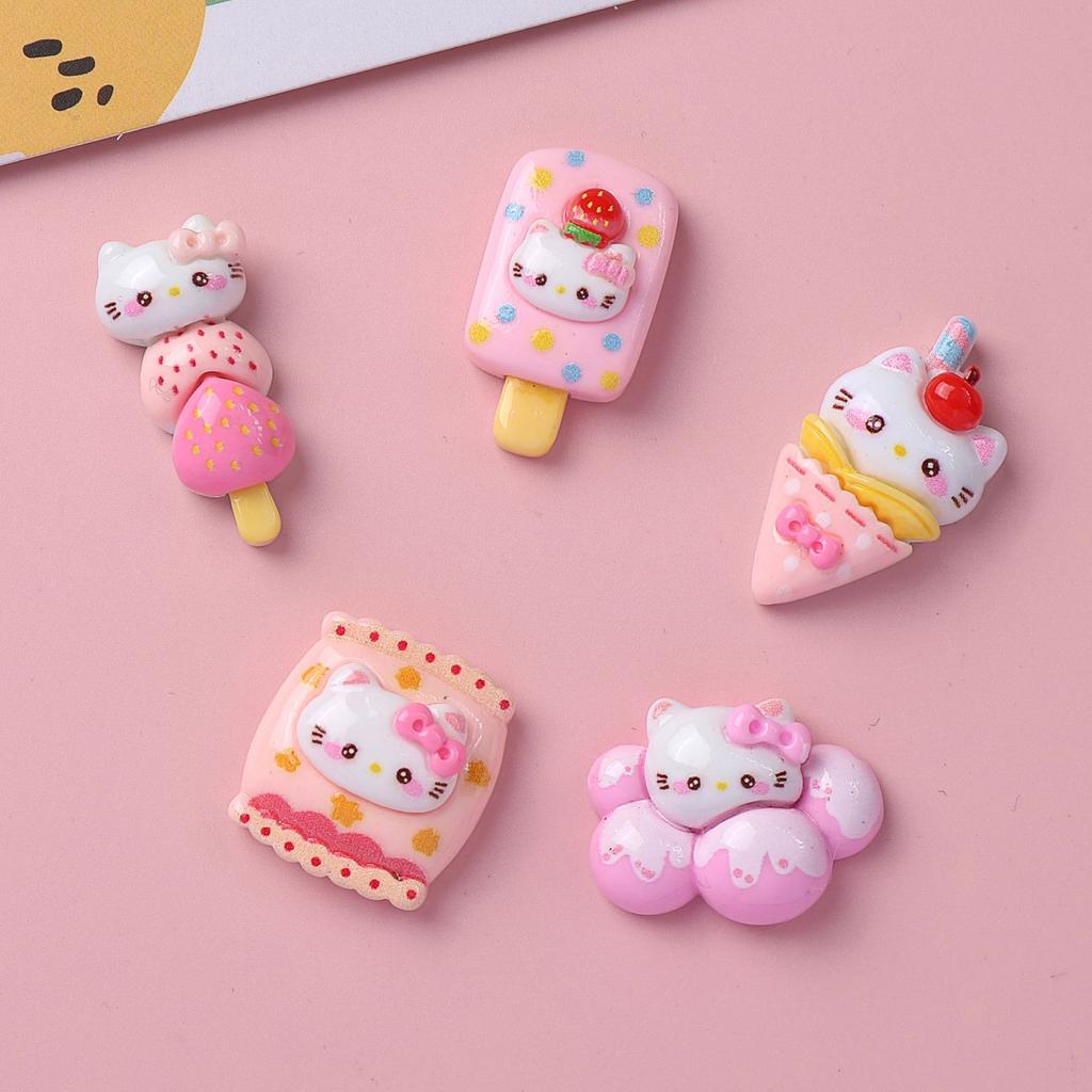 10Pcs New Mini Kawaii Cartoon Bright Food Kittenseries Flat Bottom Scrapbook  Diy Jewelry Making Hairwear Accessorie A36