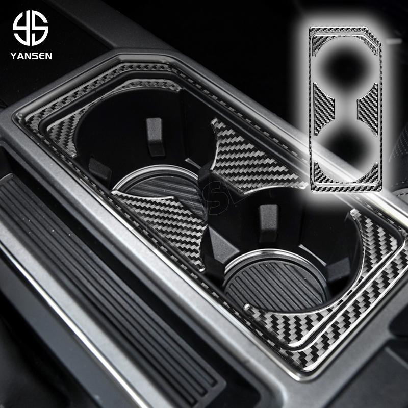 Real Carbon Fiber Front Water Cup Holder Panel Trim Sticker for Ford F150 Raptor 2017-2020 чёрный