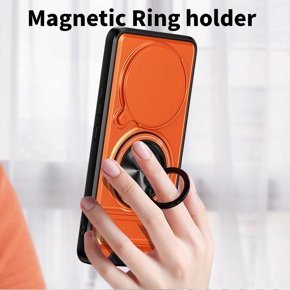 KEYSION Magnetic Phone Case for IQOO Z10 5G Slide Camera Protection Upright Kickstand 360° Ring Shockproof Cover for IQOO Z10