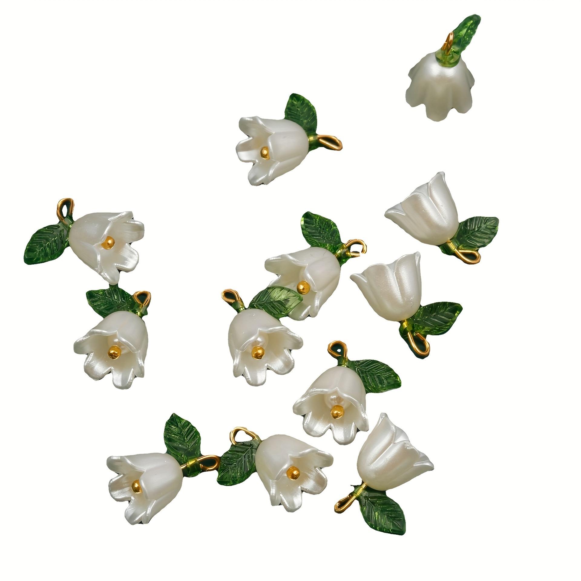 10pcs Three-dimensional White Lily Flower Charm For DIY Jewelry Making