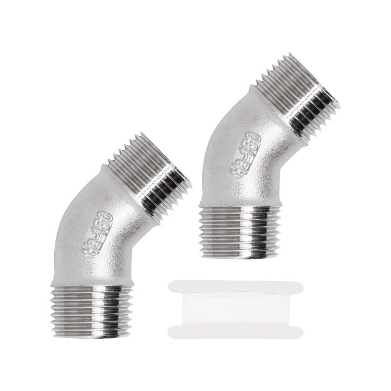 

2PCS 45° Threaded Pipe Elbow Steel Corrosion Resistant Plumbing Couplers 45 Degree Elbow Fittings Upgrades for Gas Lines
