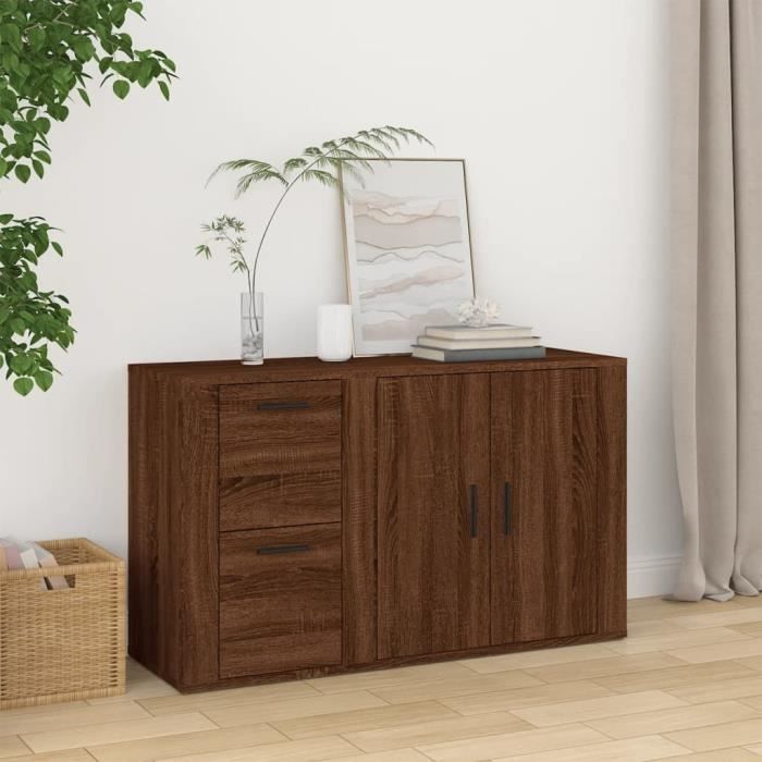 821003 vidaXL Buffet Chêne marron 100x33x59,5 cm Bois d'ingénierie